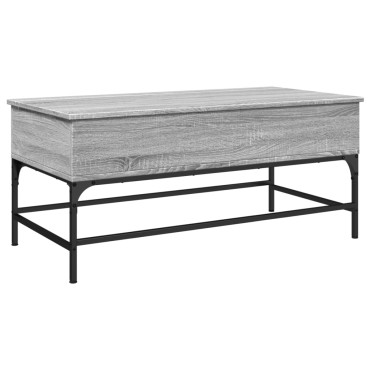vidaXL Τραπεζάκι Σαλονιού Γκρι Sonoma 100x50x45cm Επεξ Ξύλο + Μέταλλο 1 τεμ.