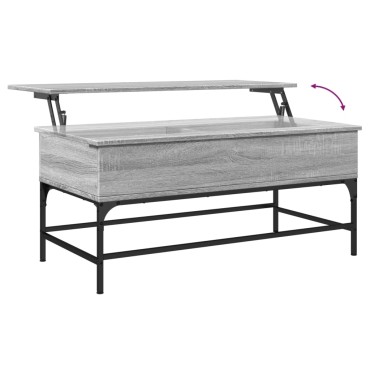 vidaXL Τραπεζάκι Σαλονιού Γκρι Sonoma 100x50x45cm Επεξ Ξύλο + Μέταλλο 1 τεμ.