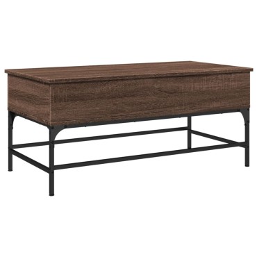 vidaXL Τραπεζάκι Σαλονιού Καφέ Δρυς 100x50x45cm Επ. Ξύλο/Μέταλλο 1 τεμ.