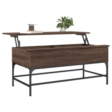 vidaXL Τραπεζάκι Σαλονιού Καφέ Δρυς 100x50x45cm Επ. Ξύλο/Μέταλλο 1 τεμ.