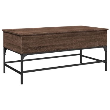vidaXL Τραπεζάκι Σαλονιού Καφέ Δρυς 100x50x45cm Επ. Ξύλο/Μέταλλο 1 τεμ.