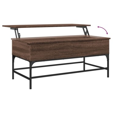 vidaXL Τραπεζάκι Σαλονιού Καφέ Δρυς 100x50x45cm Επ. Ξύλο/Μέταλλο 1 τεμ.