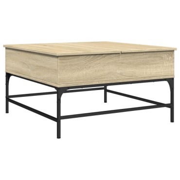 vidaXL Τραπεζάκι Σαλονιού Sonoma Δρυς 80x80x45cm Επεξ. Ξύλο + Μέταλλο 1 τεμ.