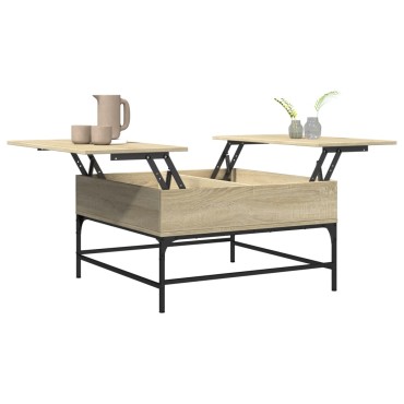 vidaXL Τραπεζάκι Σαλονιού Sonoma Δρυς 80x80x45cm Επεξ. Ξύλο + Μέταλλο 1 τεμ.