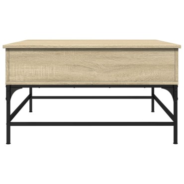vidaXL Τραπεζάκι Σαλονιού Sonoma Δρυς 80x80x45cm Επεξ. Ξύλο + Μέταλλο 1 τεμ.