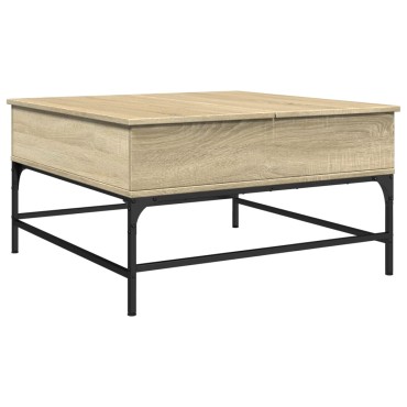 vidaXL Τραπεζάκι Σαλονιού Sonoma Δρυς 80x80x45cm Επεξ. Ξύλο + Μέταλλο 1 τεμ.