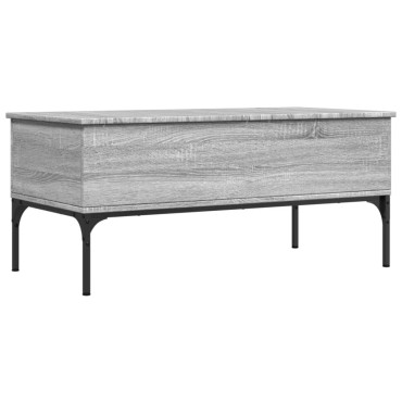 vidaXL Τραπεζάκι Σαλονιού Γκρι Sonoma 100x50x45cm Επεξ Ξύλο + Μέταλλο 1 τεμ.