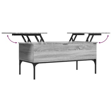 vidaXL Τραπεζάκι Σαλονιού Γκρι Sonoma 100x50x45cm Επεξ Ξύλο + Μέταλλο 1 τεμ.