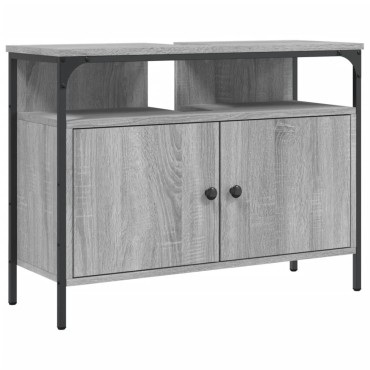 vidaXL Ντουλάπι Νιπτήρα Μπάνιου Γκρι Sonoma 80x30x60cm Επεξ. Ξύλο 1 τεμ.