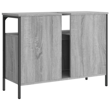 vidaXL Ντουλάπι Νιπτήρα Μπάνιου Γκρι Sonoma 80x30x60cm Επεξ. Ξύλο 1 τεμ.