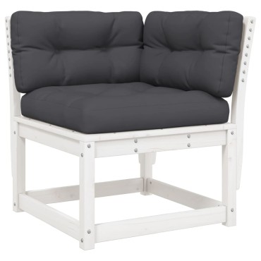 vidaXL Καναπές Κήπου Γων. Λευκός 73x73x78cm Μασίφ Πεύκο Μαξιλάρια