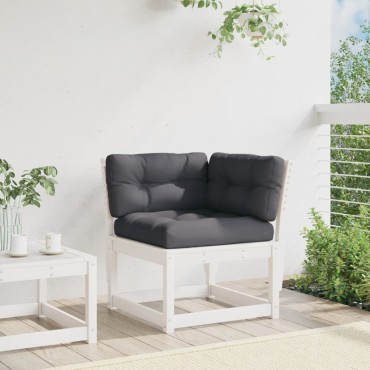 vidaXL Καναπές Κήπου Γων. Λευκός 73x73x78cm Μασίφ Πεύκο Μαξιλάρια