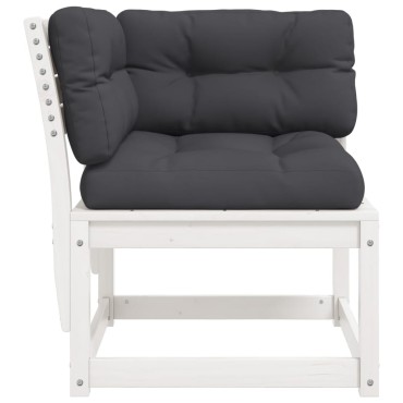 vidaXL Καναπές Κήπου Γων. Λευκός 73x73x78cm Μασίφ Πεύκο Μαξιλάρια