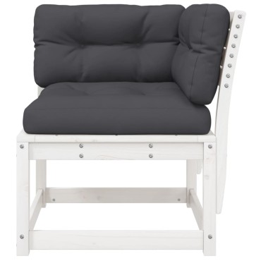 vidaXL Καναπές Κήπου Γων. Λευκός 73x73x78cm Μασίφ Πεύκο Μαξιλάρια