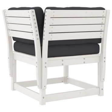 vidaXL Καναπές Κήπου Γων. Λευκός 73x73x78cm Μασίφ Πεύκο Μαξιλάρια