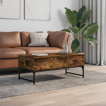 vidaXL Τραπεζάκι Σαλονιού Καπνιστή Δρυς 100x50x40cm Επ. Ξύλο&Μέταλλο 1 τεμ.