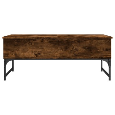 vidaXL Τραπεζάκι Σαλονιού Καπνιστή Δρυς 100x50x40cm Επ. Ξύλο&Μέταλλο 1 τεμ.