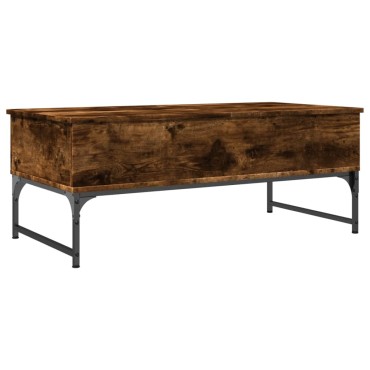 vidaXL Τραπεζάκι Σαλονιού Καπνιστή Δρυς 100x50x40cm Επ. Ξύλο&Μέταλλο 1 τεμ.