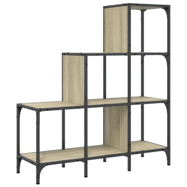vidaXL Βιβλιοθήκη Sonoma Δρυς 92x30x102cm Επεξεργ. Ξύλο & Μέταλλο 1 τεμ.