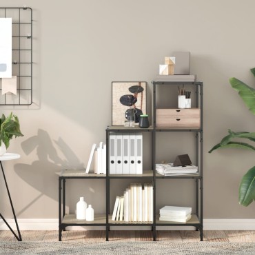 vidaXL Βιβλιοθήκη Sonoma Δρυς 92x30x102cm Επεξεργ. Ξύλο & Μέταλλο 1 τεμ.