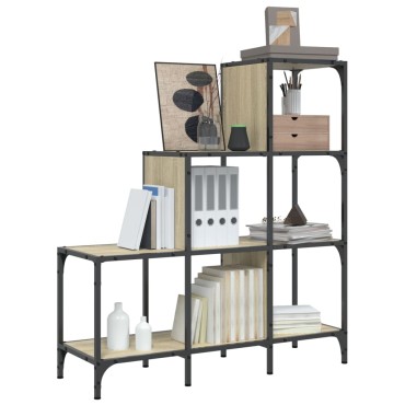 vidaXL Βιβλιοθήκη Sonoma Δρυς 92x30x102cm Επεξεργ. Ξύλο & Μέταλλο 1 τεμ.