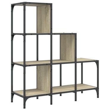 vidaXL Βιβλιοθήκη Sonoma Δρυς 92x30x102cm Επεξεργ. Ξύλο & Μέταλλο 1 τεμ.