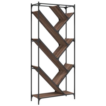 vidaXL Βιβλιοθήκη Καφέ Δρυς 79x30x180cm Επεξεργ. Ξύλο & Μέταλλο 1 τεμ.