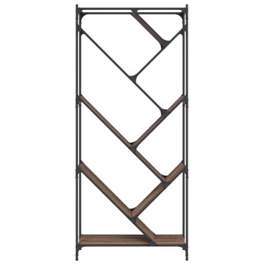 vidaXL Βιβλιοθήκη Καφέ Δρυς 79x30x180cm Επεξεργ. Ξύλο & Μέταλλο 1 τεμ.