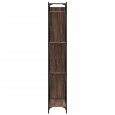 vidaXL Βιβλιοθήκη Καφέ Δρυς 79x30x180cm Επεξεργ. Ξύλο & Μέταλλο 1 τεμ.