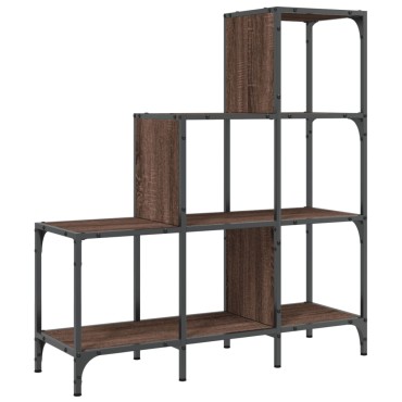 vidaXL Βιβλιοθήκη Καφέ Δρυς 92x30x102cm Επεξεργ. Ξύλο & Μέταλλο 1 τεμ.