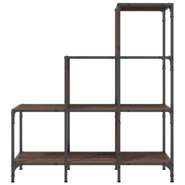 vidaXL Βιβλιοθήκη Καφέ Δρυς 92x30x102cm Επεξεργ. Ξύλο & Μέταλλο 1 τεμ.