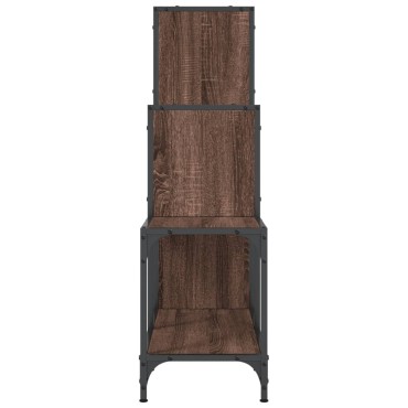 vidaXL Βιβλιοθήκη Καφέ Δρυς 92x30x102cm Επεξεργ. Ξύλο & Μέταλλο 1 τεμ.