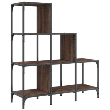 vidaXL Βιβλιοθήκη Καφέ Δρυς 92x30x102cm Επεξεργ. Ξύλο & Μέταλλο 1 τεμ.
