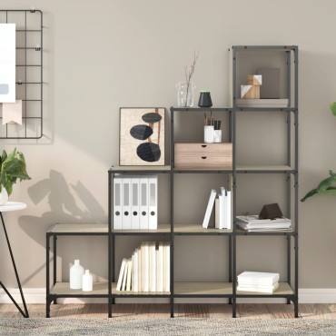 vidaXL Βιβλιοθήκη Sonoma Δρυς 122x30x132cm Επεξεργ. Ξύλο & Μέταλλο 1 τεμ.
