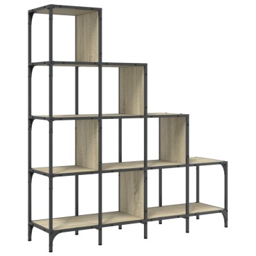vidaXL Βιβλιοθήκη Sonoma Δρυς 122x30x132cm Επεξεργ. Ξύλο & Μέταλλο 1 τεμ.