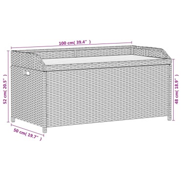 vidaXL Πάγκος Αποθ. Κήπου Μαύρος 100x50x52cm Συνθ. Ρατάν/Ξύλο Ακακίας