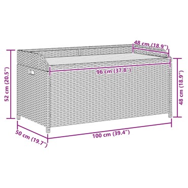 vidaXL Πάγκος Αποθ. Κήπου Μαύρος 100x50x52cm Συνθ. Ρατάν/Ξύλο Ακακίας