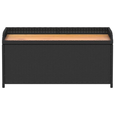 vidaXL Πάγκος Αποθ. Κήπου Μαύρος 100x50x52cm Συνθ. Ρατάν/Ξύλο Ακακίας