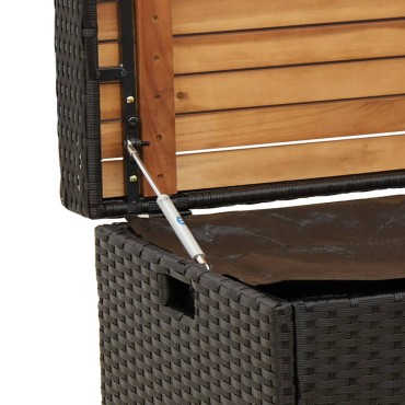 vidaXL Πάγκος Αποθ. Κήπου Μαύρος 100x50x52cm Συνθ. Ρατάν/Ξύλο Ακακίας