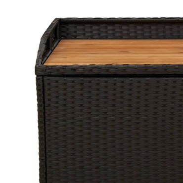 vidaXL Πάγκος Αποθ. Κήπου Μαύρος 100x50x52cm Συνθ. Ρατάν/Ξύλο Ακακίας