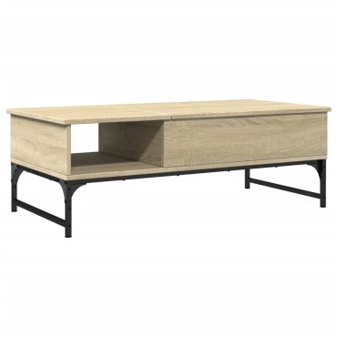 vidaXL Τραπεζάκι Σαλονιού Sonoma Δρυς 100x50x35cm Επεξ. Ξύλο + Μέταλλο 1 τεμ.