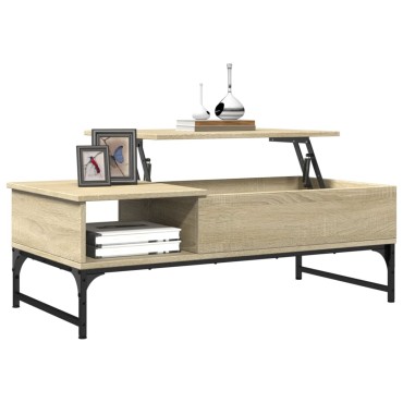 vidaXL Τραπεζάκι Σαλονιού Sonoma Δρυς 100x50x35cm Επεξ. Ξύλο + Μέταλλο 1 τεμ.