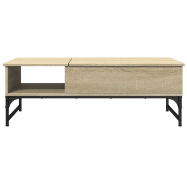 vidaXL Τραπεζάκι Σαλονιού Sonoma Δρυς 100x50x35cm Επεξ. Ξύλο + Μέταλλο 1 τεμ.