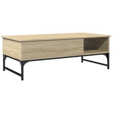 vidaXL Τραπεζάκι Σαλονιού Sonoma Δρυς 100x50x35cm Επεξ. Ξύλο + Μέταλλο 1 τεμ.