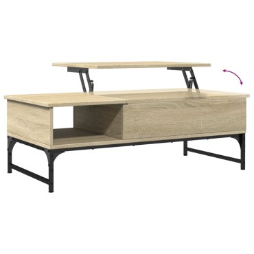vidaXL Τραπεζάκι Σαλονιού Sonoma Δρυς 100x50x35cm Επεξ. Ξύλο + Μέταλλο 1 τεμ.