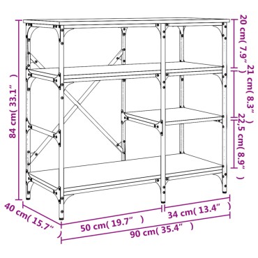 vidaXL Ραφιέρα Κουζίνας Μαύρη 90x40x84 εκ. Επεξ. Ξύλο και Μέταλλο