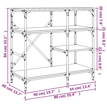 vidaXL Ραφιέρα Κουζίνας Καπνιστή Δρυς 90x40x84 εκ. Επεξ. Ξύλο/Μέταλλο