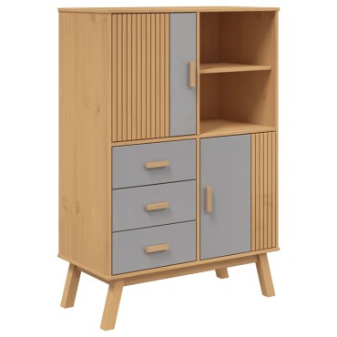 vidaXL Ντουλάπι OLDEN Γκρι και Καφέ 85x43x125cm Μασίφ Ξύλο Πεύκου 1 τεμ.