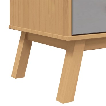 vidaXL Ντουλάπι OLDEN Γκρι και Καφέ 85x43x125cm Μασίφ Ξύλο Πεύκου 1 τεμ.