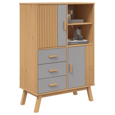 vidaXL Ντουλάπι OLDEN Γκρι και Καφέ 85x43x125cm Μασίφ Ξύλο Πεύκου 1 τεμ.